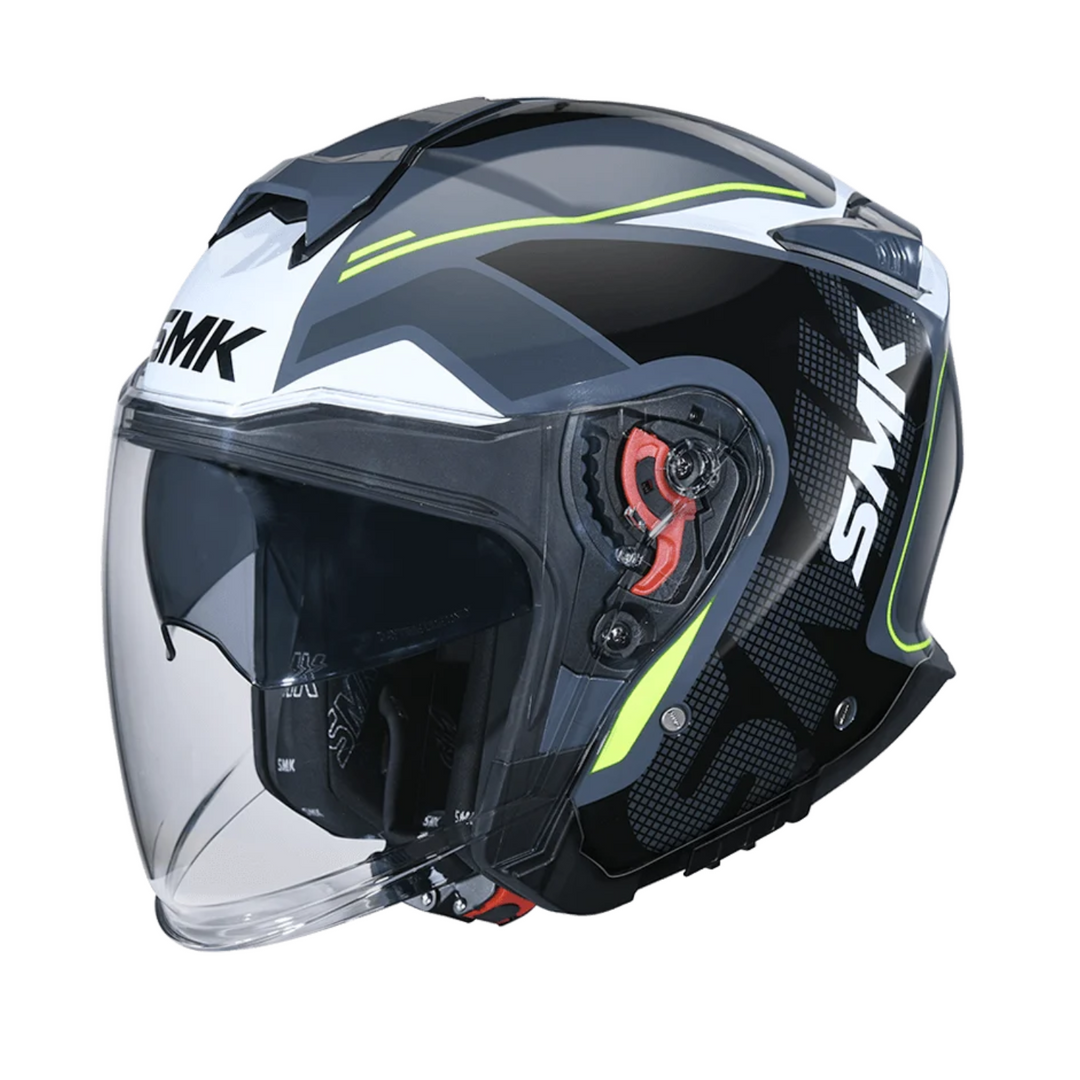 N3 OPEN FACE HELMET SMK GTJ DRING S01 WITH CLEAR VISOR TOURER GRAPHIC GL614