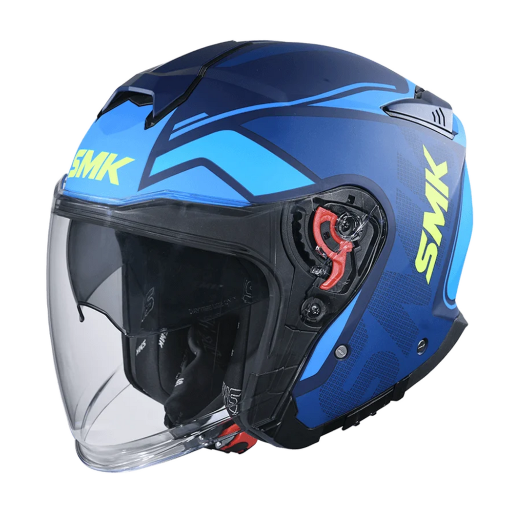 N3 OPEN FACE HELMET SMK GTJ DRING S01 WITH CLEAR VISOR TOURER GRAPHIC MA545
