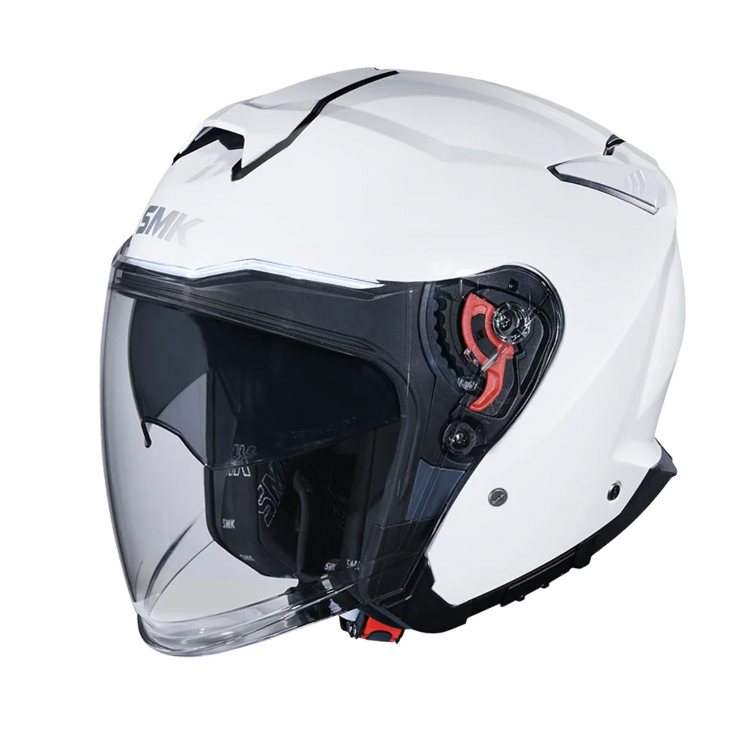 N3 OPEN FACE HELMET SMK GTJ DRING S01 WITH CLEAR VISOR WHITE GL100