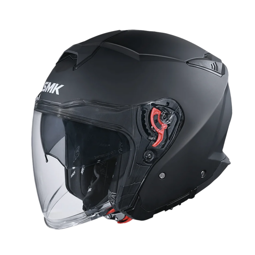 N3 OPEN FACE HELMET SMK GTJ DRING S01 WITH CLEAR VISOR MATT BLACK MA200