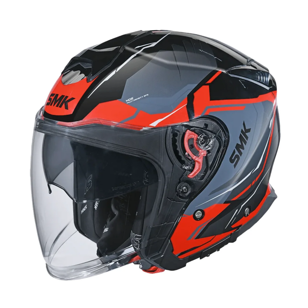 N3 OPEN FACE HELMET SMK GTJ DRING S01 WITH CLEAR VISOR ESCAPE GRAPHIC GL236