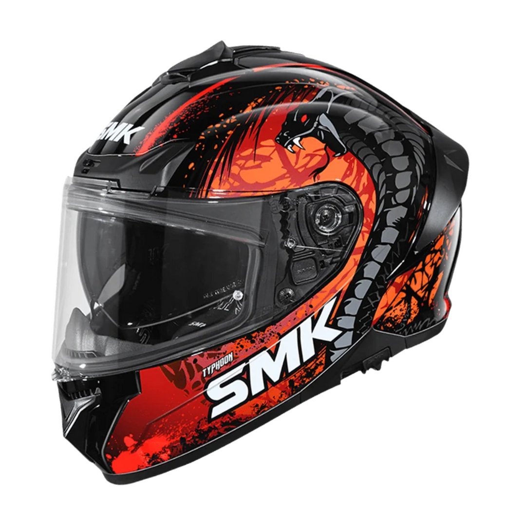 N1 FULL FACE HELMET SMK TYPHOON WITH CLEAR VISOR REPTILE GRAPHIC