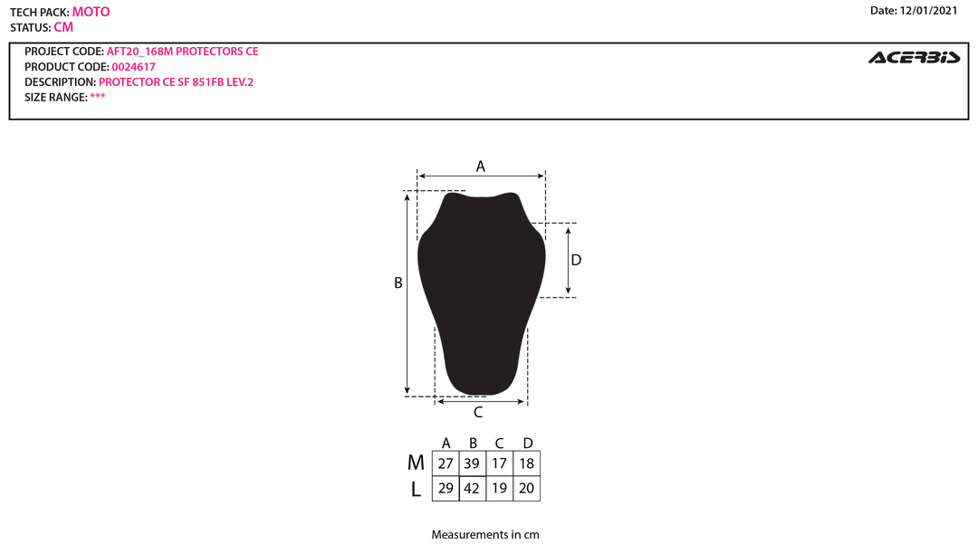 Acerbis Back Protector CE SF 851FB LEV2