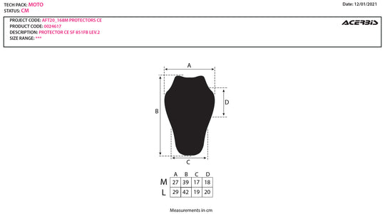 Acerbis Back Protector CE SF 851FB LEV2