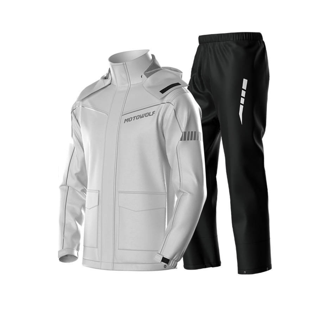 MOTOWOLF Unisex Premium Waterproof Raincoat With Shoe Cover, Removable Hoodie and Carry Pouch