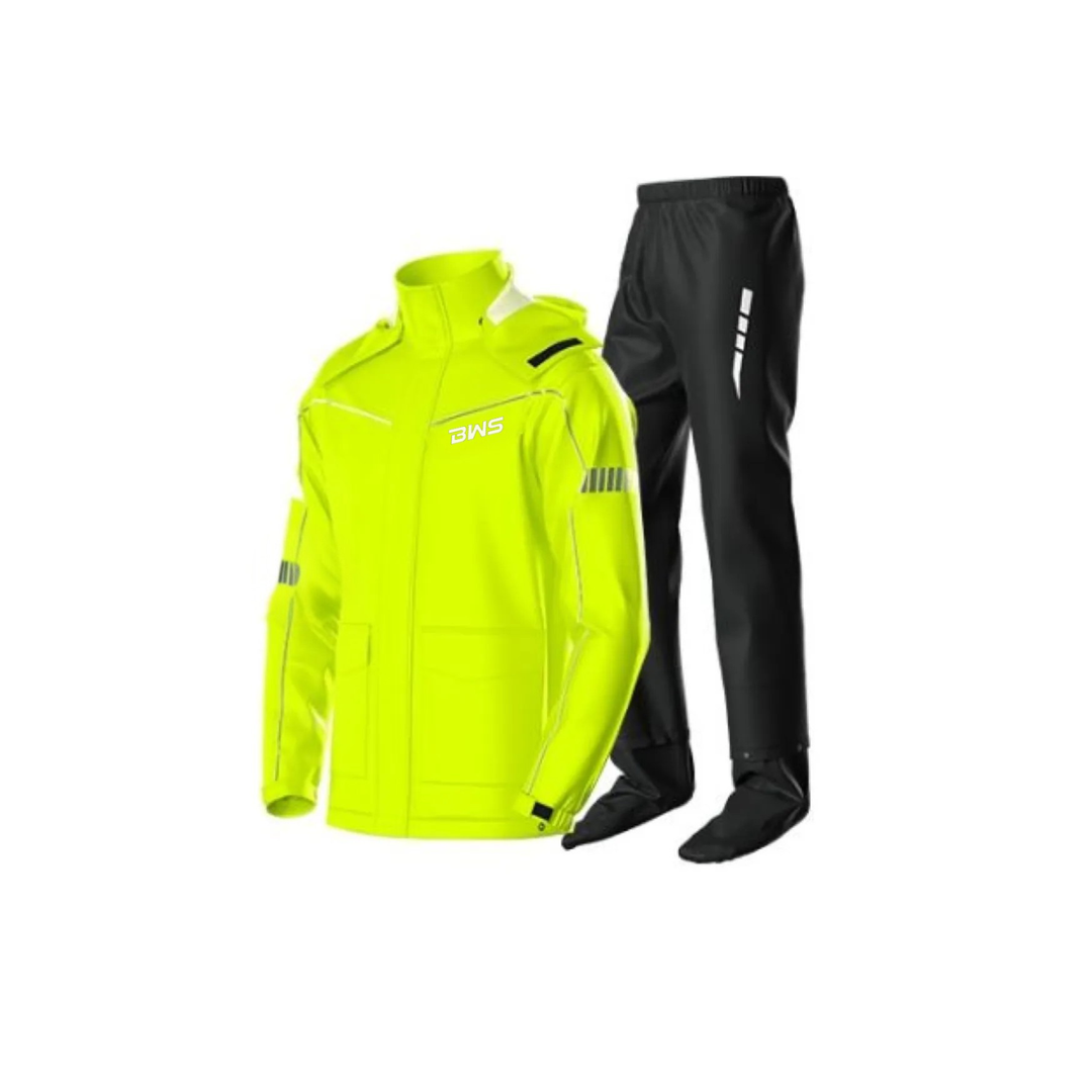 BWS windproof motorcycle and cycling raincoat set.