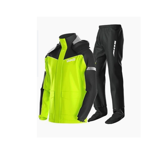 Motorcycle Raincoat Black Yellow With Breathable Mesh Lining