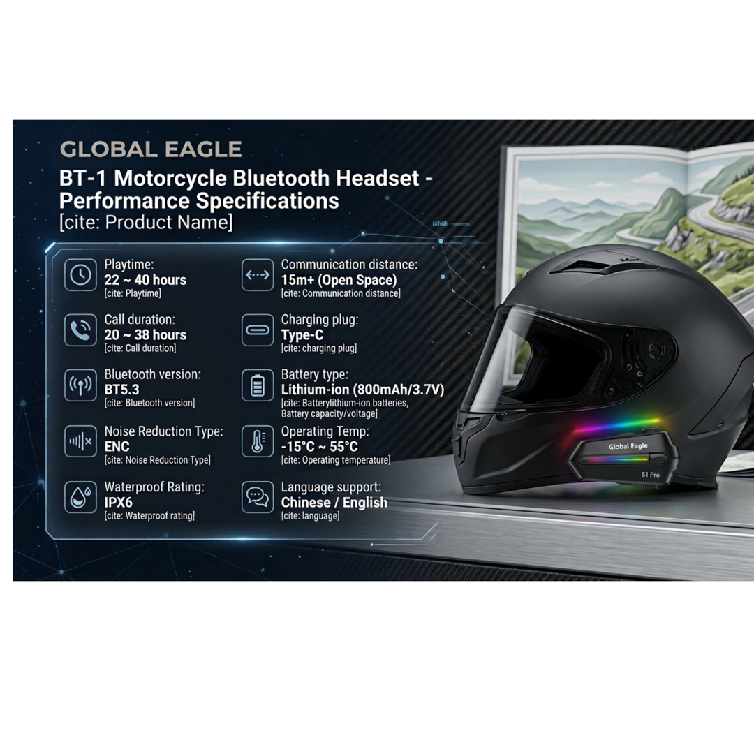 Global BT-1 Helmet Bluetooth Headset