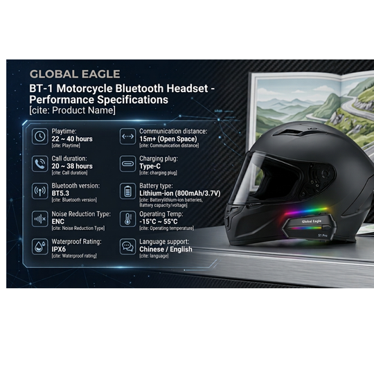 Global BT-1 Helmet Bluetooth Headset