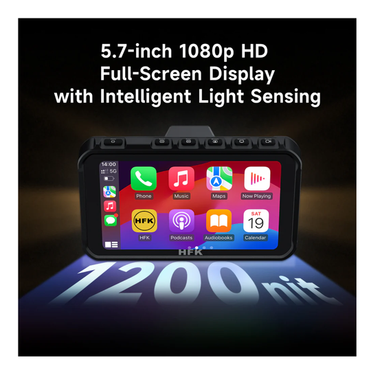 HFK HC50-RM Smart Motorcycle Carplay GPS With Quick Release And Dash Cam