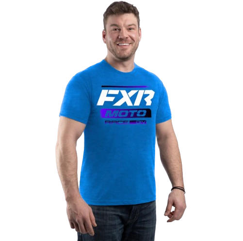 M MOTO PREMIUM T SHIRT 22 BLUE HEATHER/PURPLE