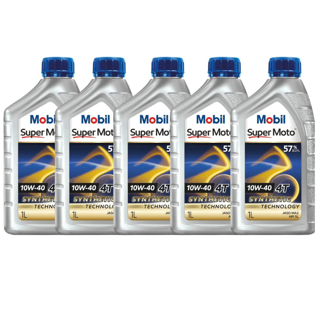 Mobile 4T 10W40 Fully Synthetic Lubricating Oil of 5L Pack