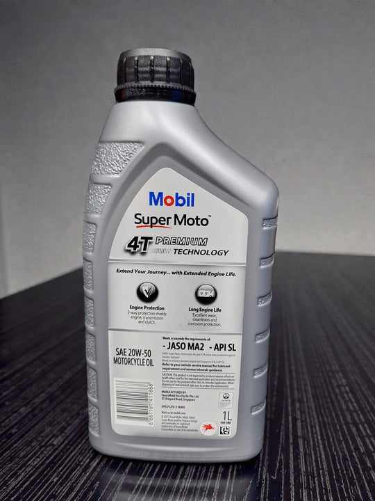 Mobil Super Moto Synthetic Engine Motor Oil for Lubricating.