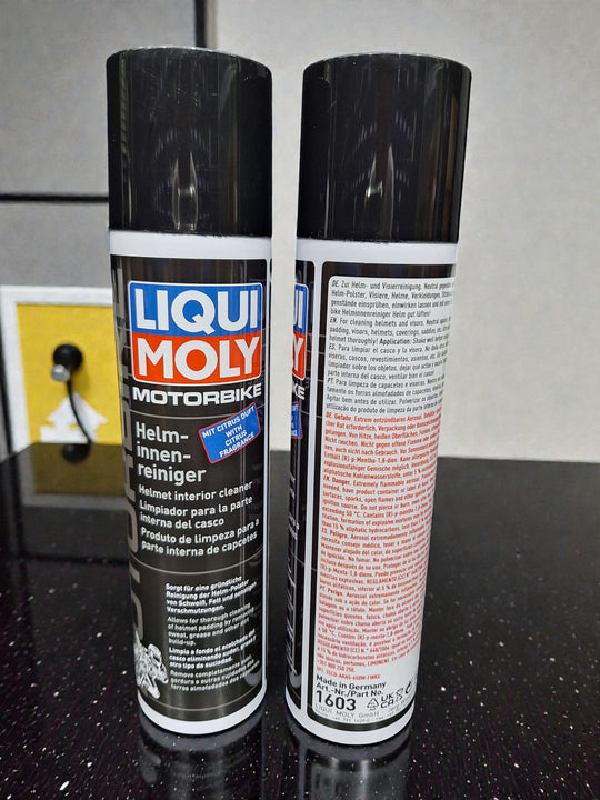 Helmet spray removes unpleasant odors