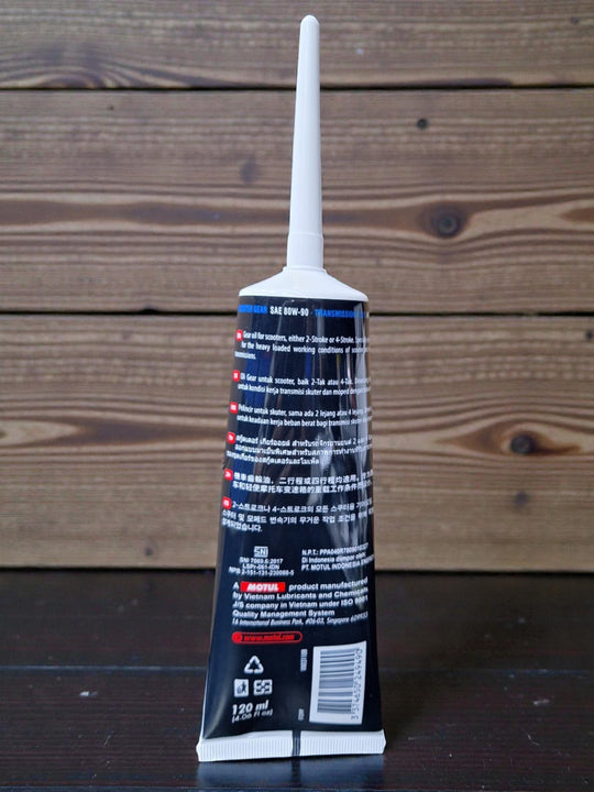 Motul Scooter gear oil 80W-90 for moped transmission.