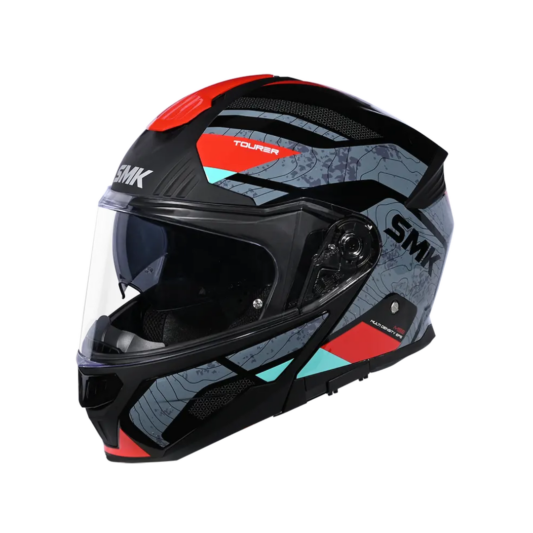 SMK GULLWING S01 N1 FLIP UP HELMET WITH CLEAR VISOR NAVIGATOR GRAPHIC P70R EX