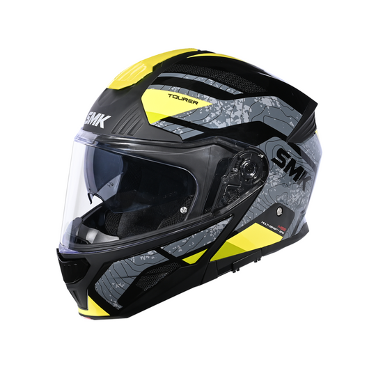 SMK GULLWING S01 N1 FLIP UP HELMET WITH CLEAR VISOR NAVIGATOR GRAPHIC P70R EX