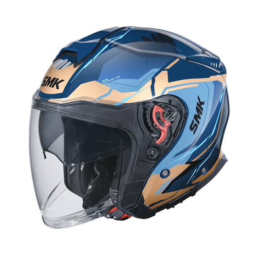 SMK N3 Open Face Helmet GTJ Dring S01 With Clear Visor Escape Graphic GL575