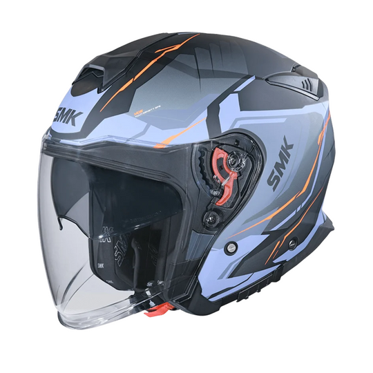 SMK N3 Open Face Helmet GTJ Dring S01 With Clear Visor Escape Graphic MA257