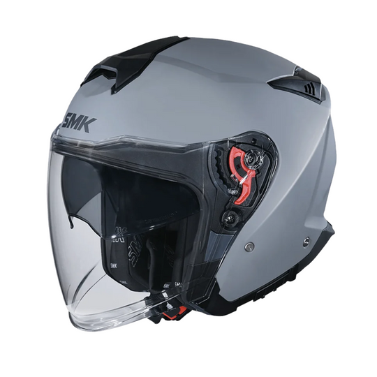 SMK N3 Open Face Helmet GTJ Dring S01 With Clear Visor Matt Nardo Gray MA600