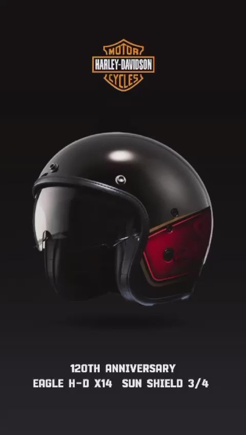 Harley Davidson-120TH ANNIVERSARY EAGLE H-D X14 SUN SHIELD 3/4 HELMET